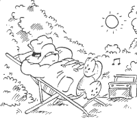 A coloring page of paddington bear